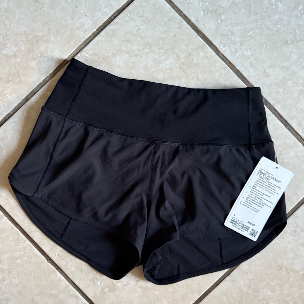 Lululemon Speed Up High-Rise Lined Short 2.5" - Black, Size 4 (NWT)